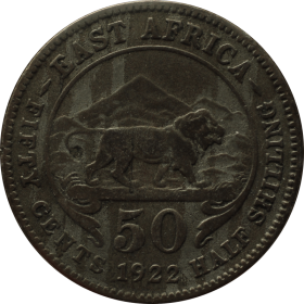 50 centow 1922 brytyjska afryka wschodnia a